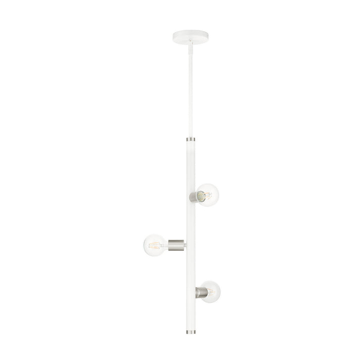 Livex Bannister 45863-03 Pendant Light - White w/ Brushed Nickels