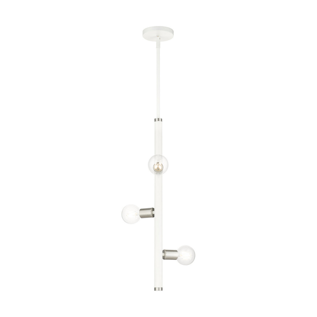 Livex Bannister 45863-03 Pendant Light - White w/ Brushed Nickels