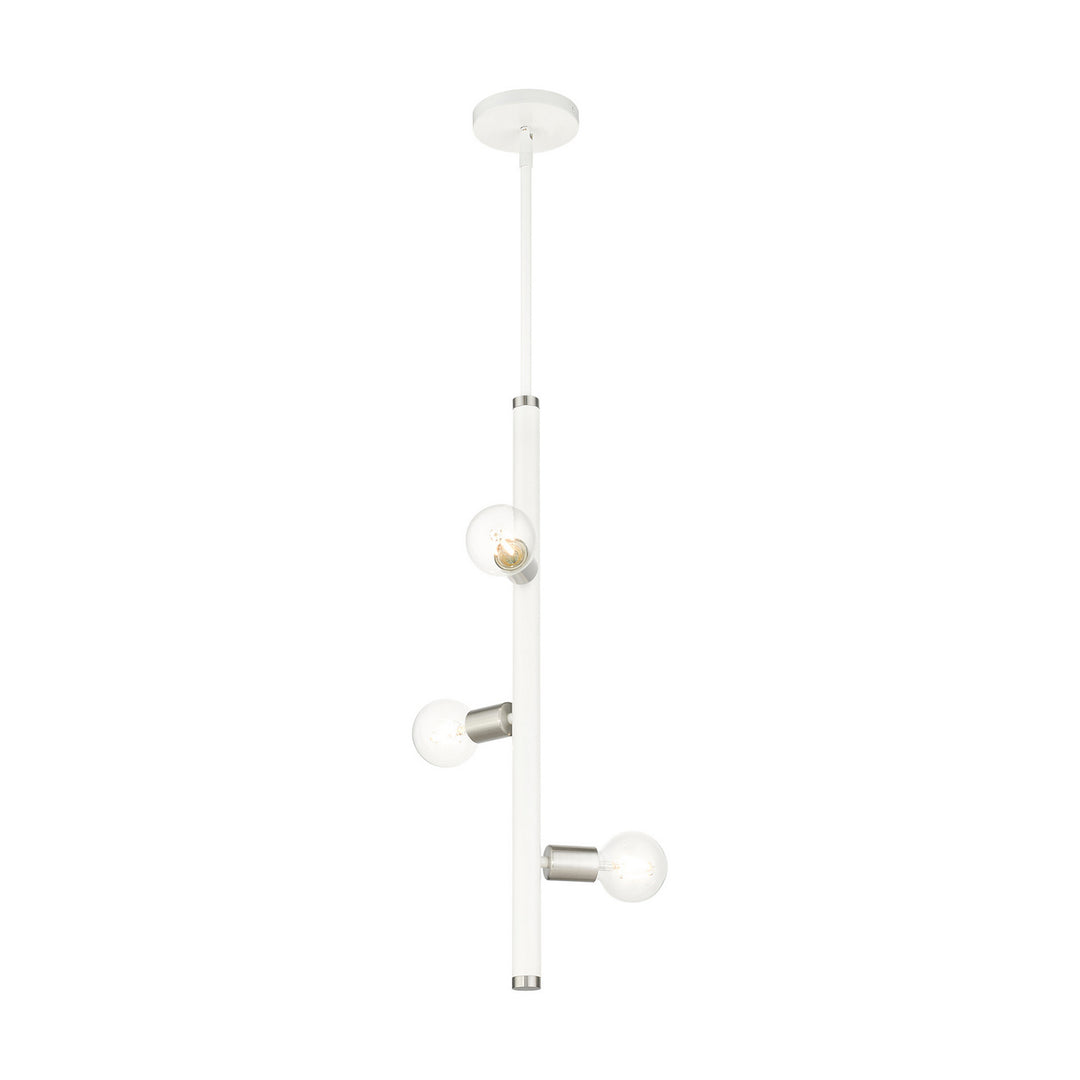 Livex Bannister 45863-03 Pendant Light - White w/ Brushed Nickels