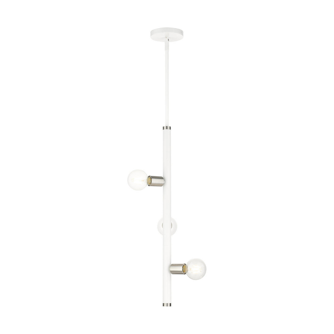 Livex Bannister 45863-03 Pendant Light - White w/ Brushed Nickels