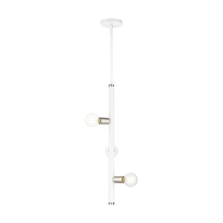 Livex Bannister 45863-03 Pendant Light - White w/ Brushed Nickels