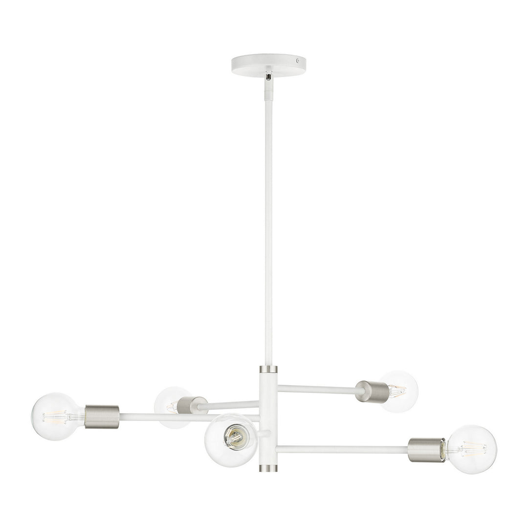 Livex Bannister 45865-03 Chandelier Light - White w/ Brushed Nickels