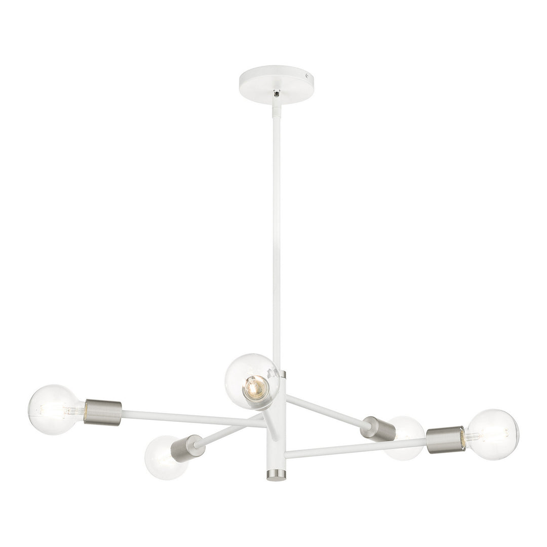 Livex Bannister 45865-03 Chandelier Light - White w/ Brushed Nickels