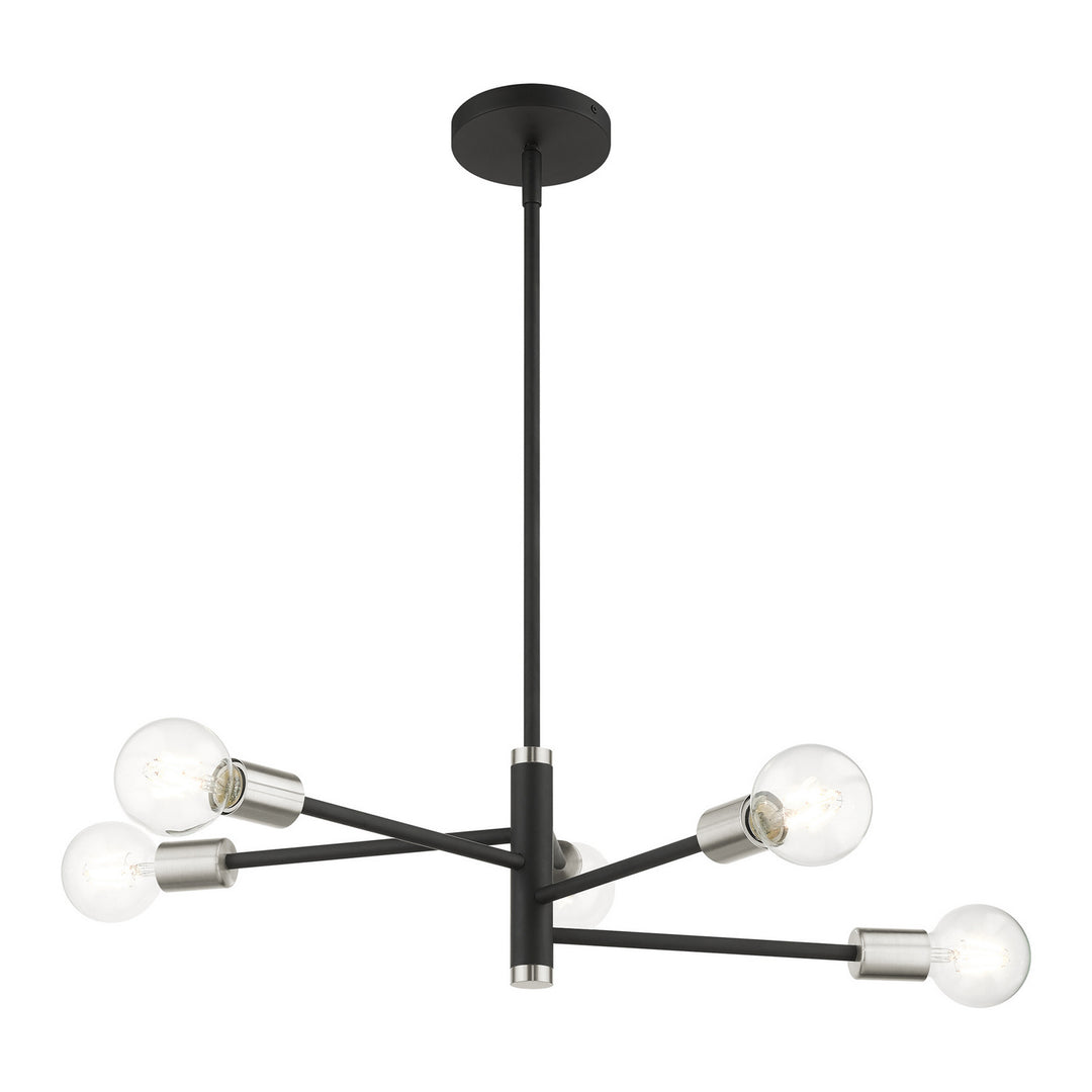 Livex Bannister 45865-04 Chandelier Light - Black w/ Brushed Nickels