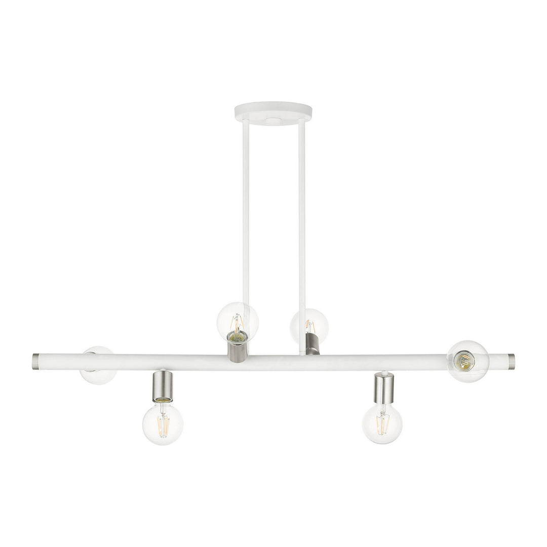 Livex Bannister 45866-03 Pendant Light - White w/ Brushed Nickels