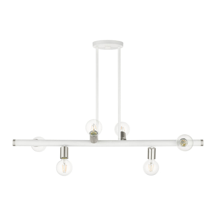 Livex Bannister 45866-03 Pendant Light - White w/ Brushed Nickels