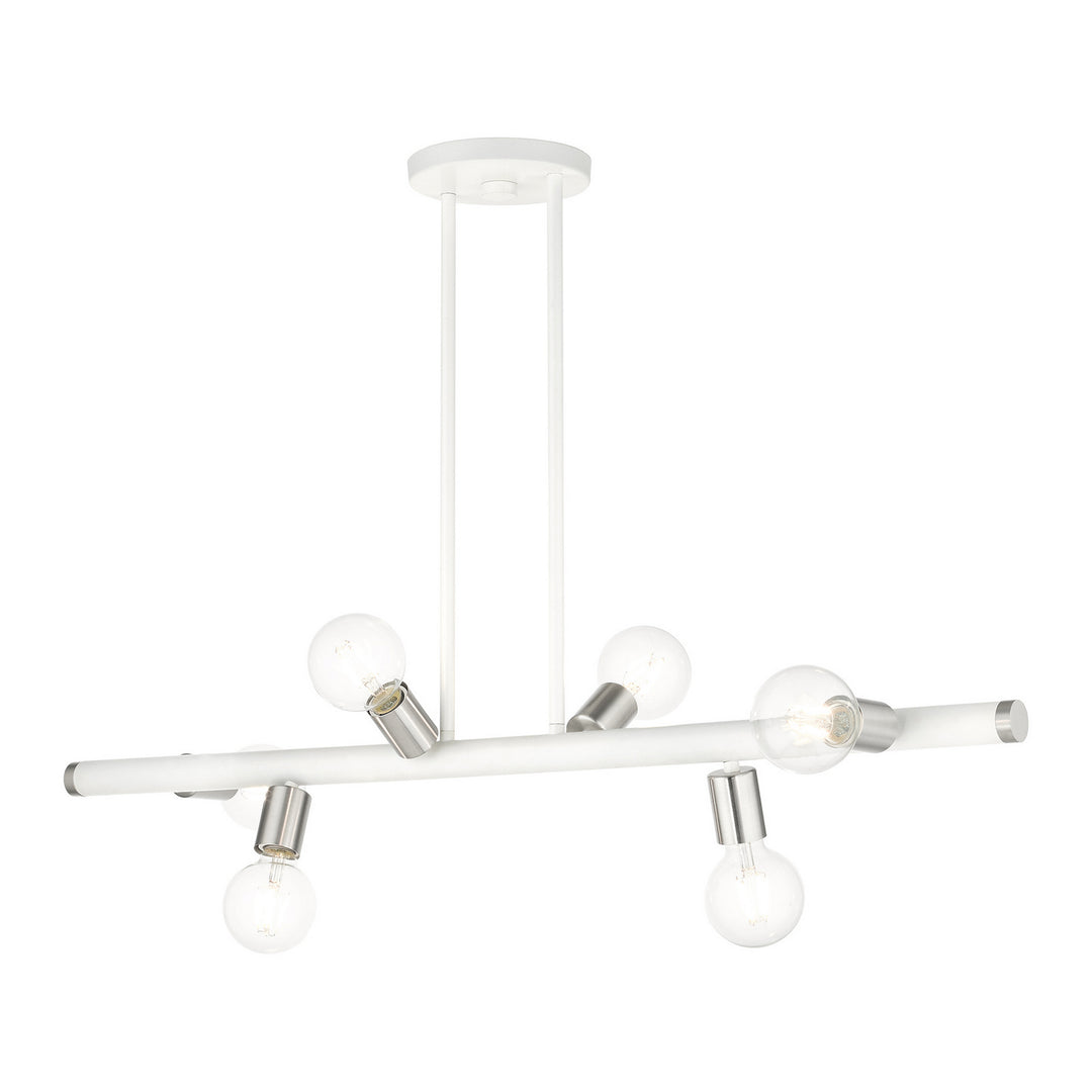 Livex Bannister 45866-03 Pendant Light - White w/ Brushed Nickels