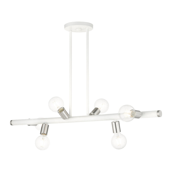 Livex Bannister 45866-03 Pendant Light - White w/ Brushed Nickels