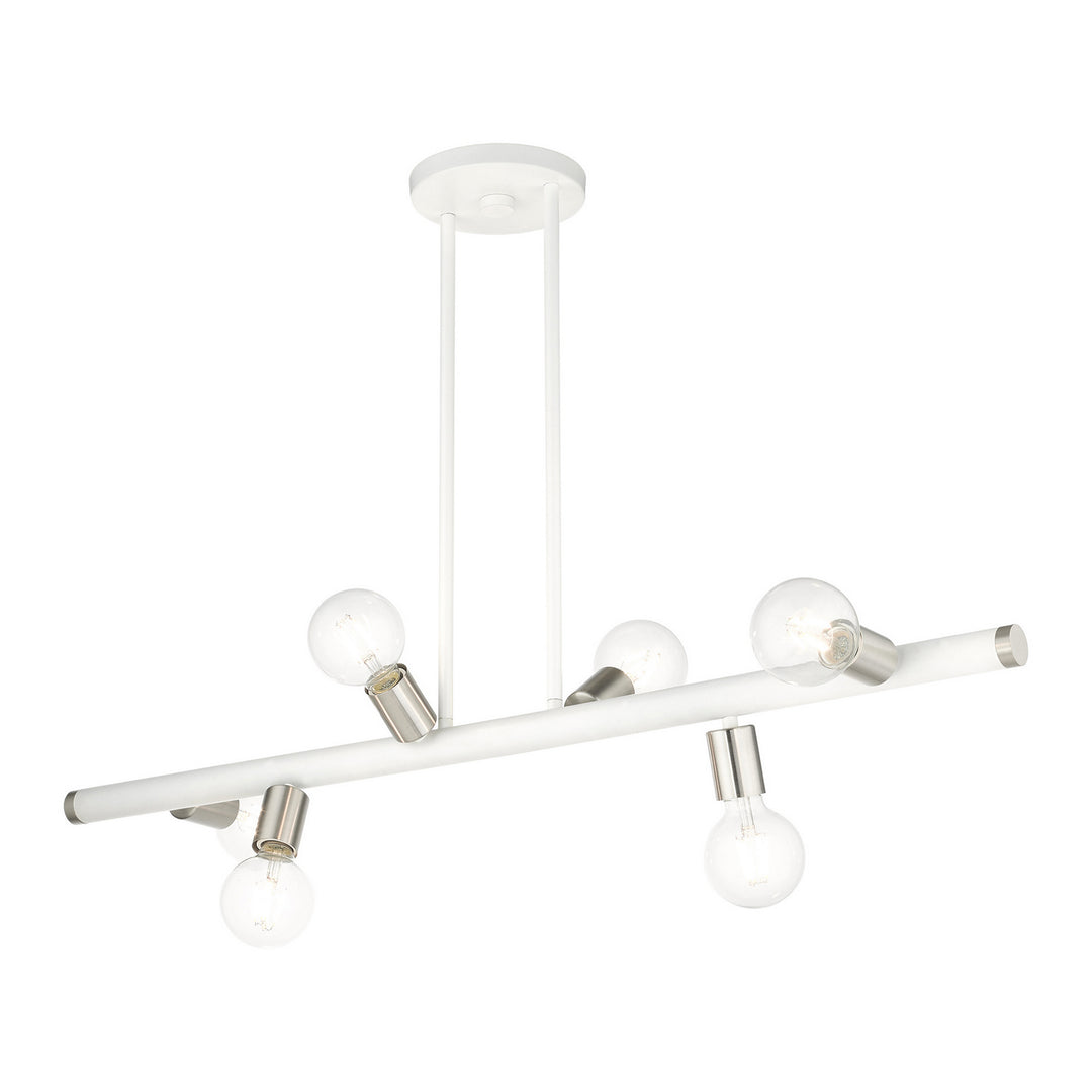 Livex Bannister 45866-03 Pendant Light - White w/ Brushed Nickels