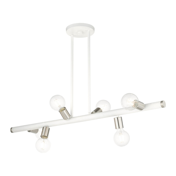 Livex Bannister 45866-03 Pendant Light - White w/ Brushed Nickels