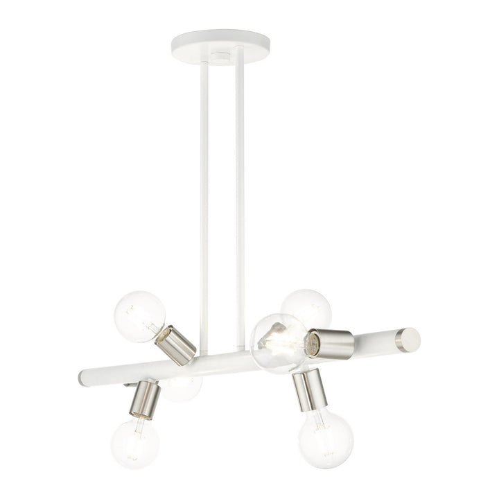 Livex Bannister 45866-03 Pendant Light - White w/ Brushed Nickels