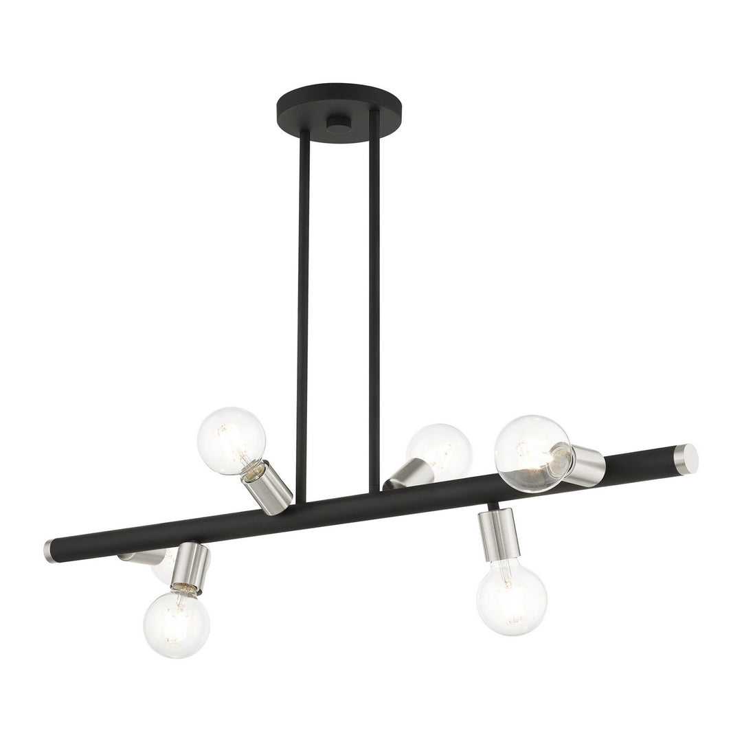 Livex Bannister 45866-04 Pendant Light - Black w/ Brushed Nickels