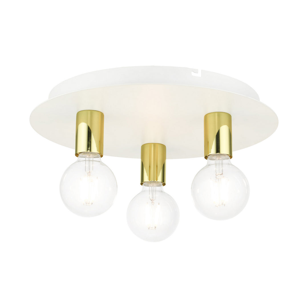 Livex Hillview 45873-03 Ceiling Light - White w/ Polished Brasss