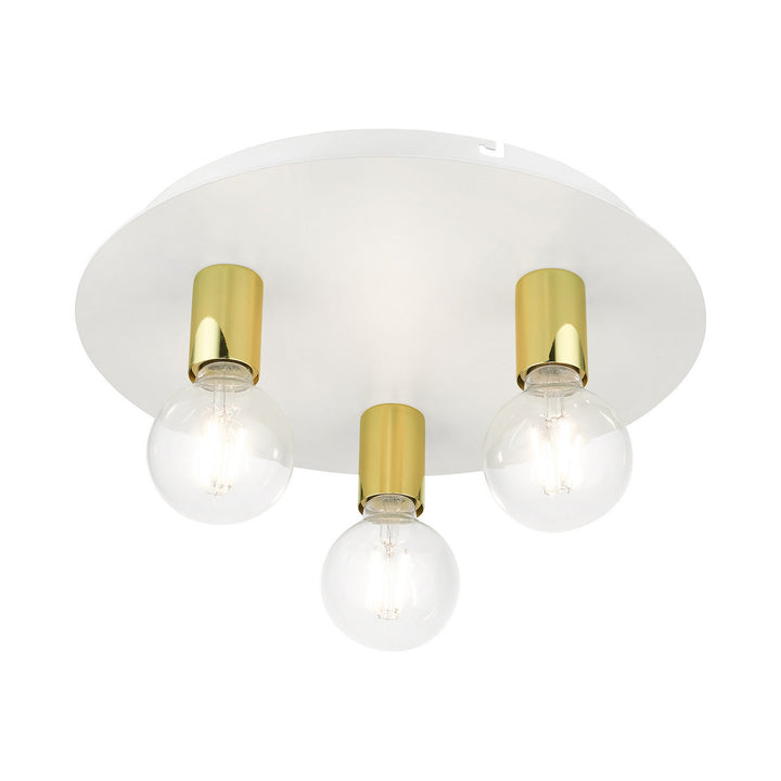 Livex Hillview 45873-03 Ceiling Light - White w/ Polished Brasss