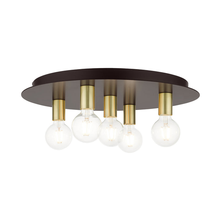 Livex Hillview 45875-07 Ceiling Light - Bronze w/ Satin Brasss