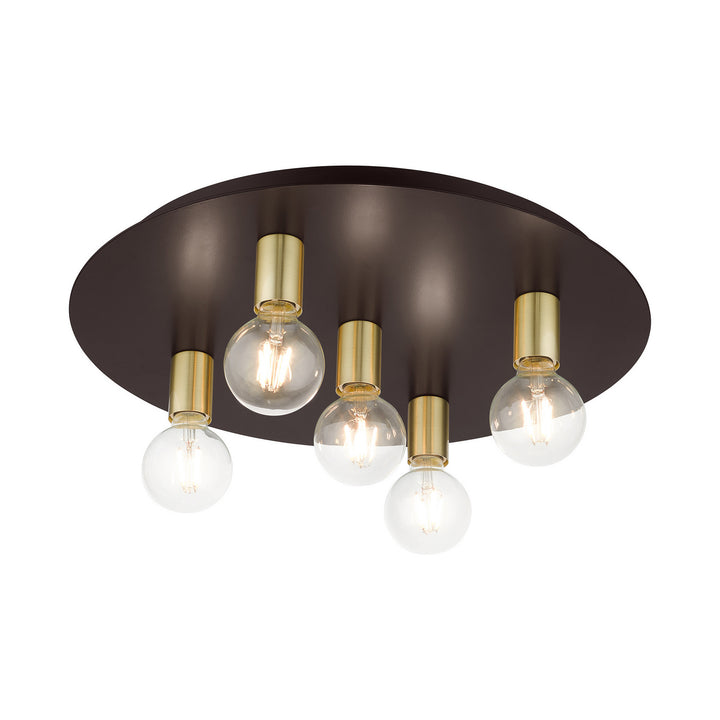 Livex Hillview 45875-07 Ceiling Light - Bronze w/ Satin Brasss