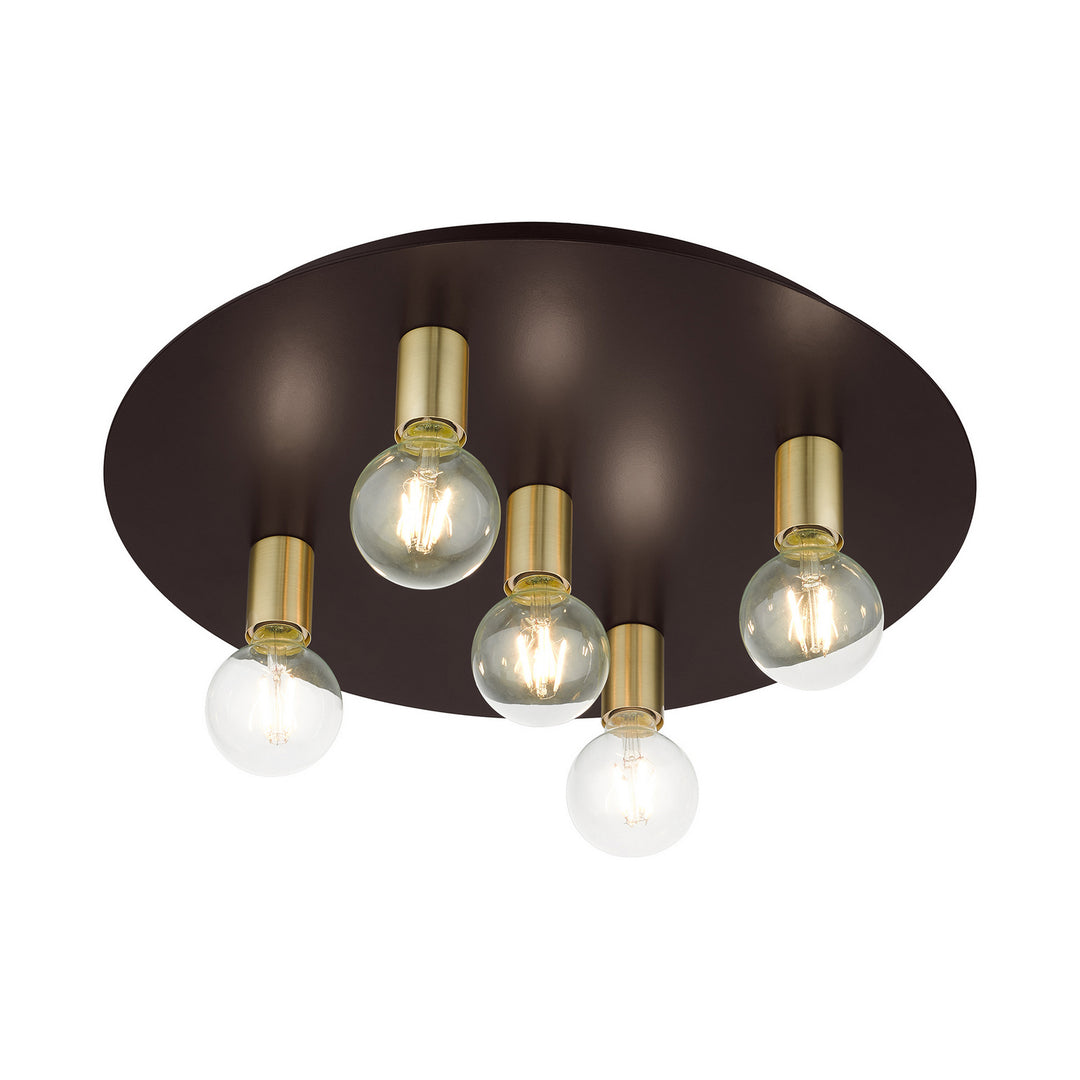 Livex Hillview 45875-07 Ceiling Light - Bronze w/ Satin Brasss