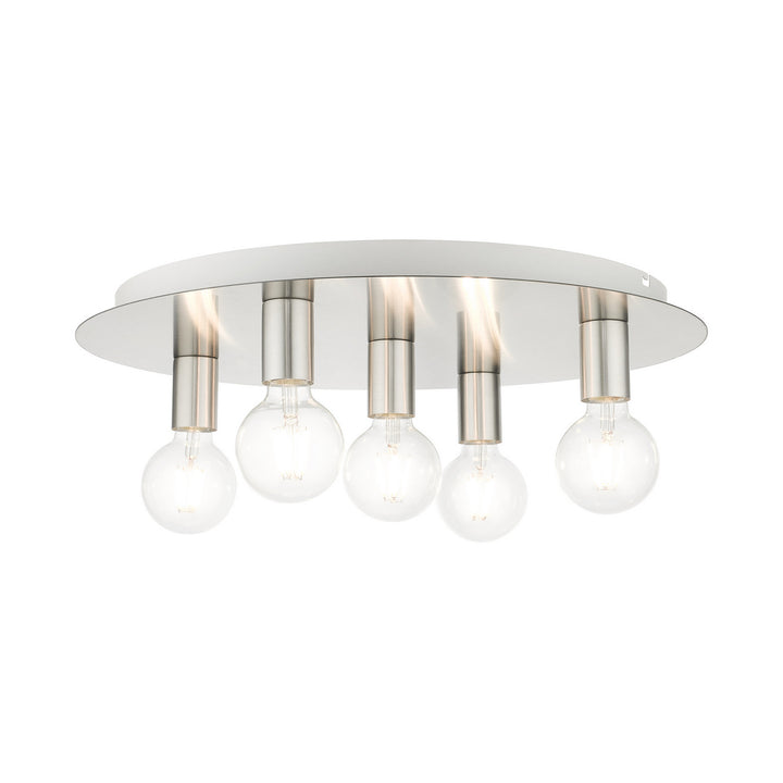 Livex Hillview 45875-91 Ceiling Light - Brushed Nickel w/ White Canopy