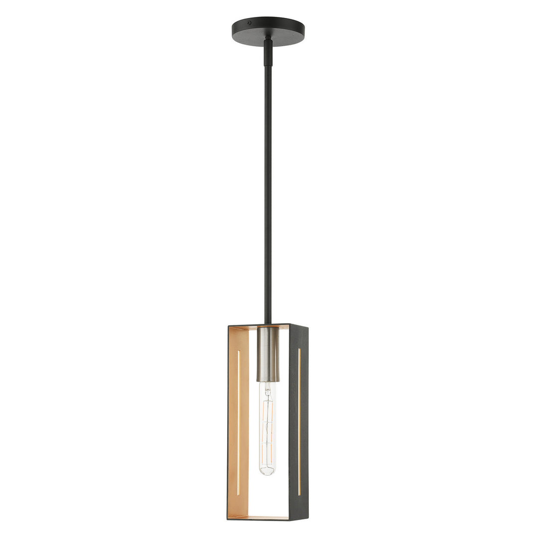 Livex Soma 45951-14 Pendant Light - Textured Black w/ Brushed Nickels