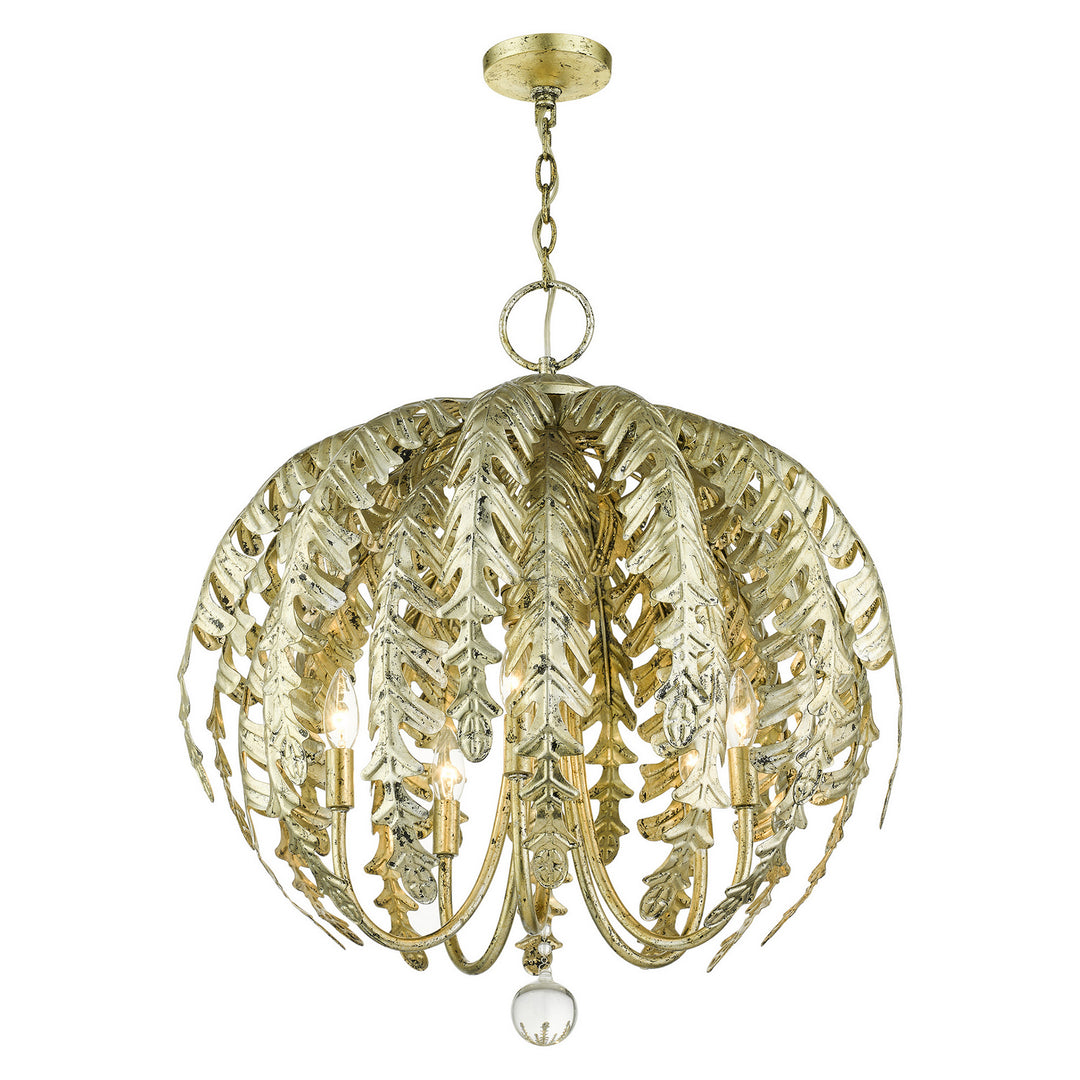 Livex Acanthus 46235-28 Chandelier Light - Hand Applied Winter Gold