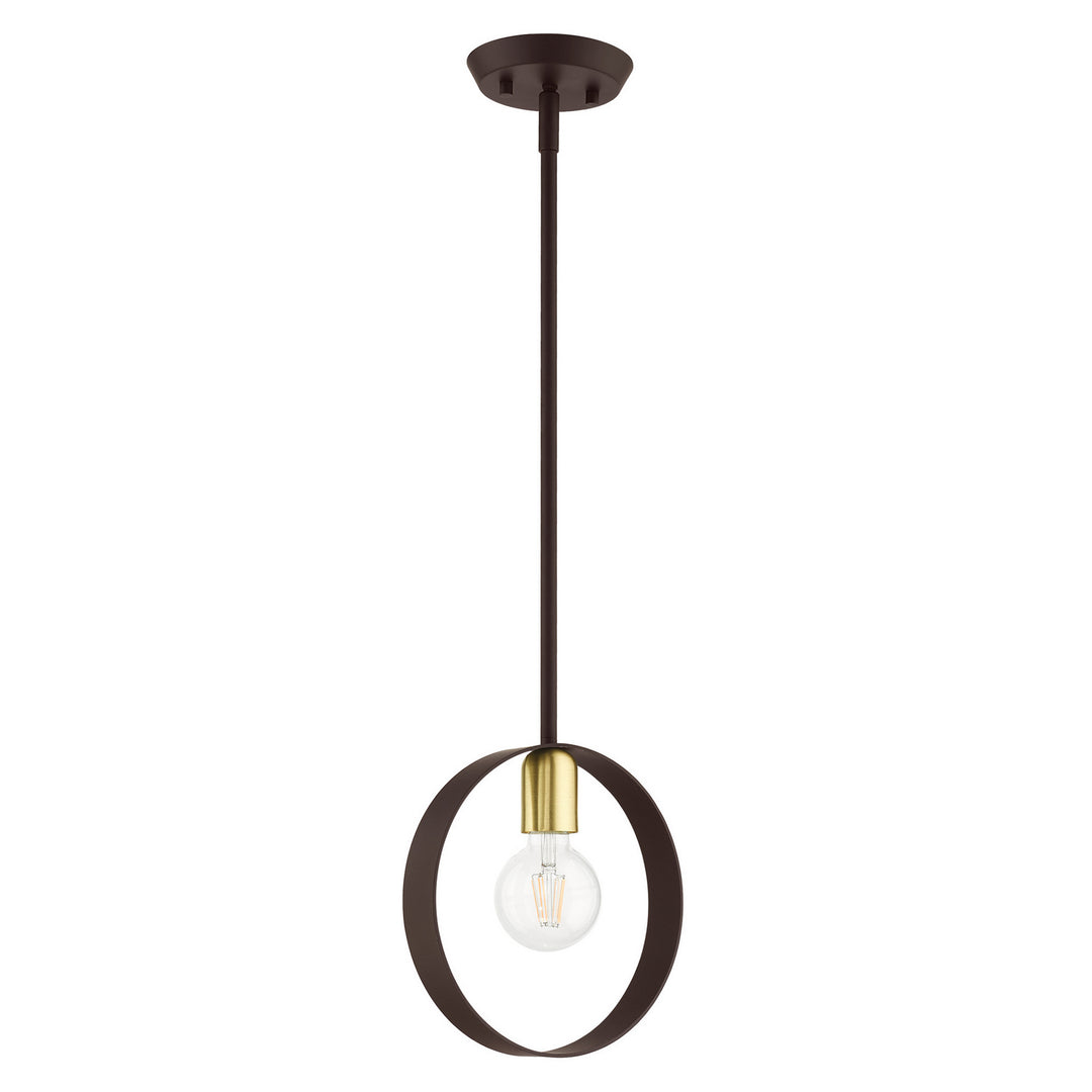 Livex Modesto 46411-07 Pendant Light - Bronze w/ Satin Brasss