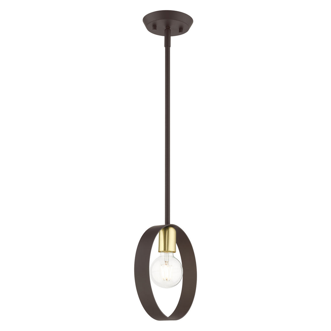 Livex Modesto 46411-07 Pendant Light - Bronze w/ Satin Brasss