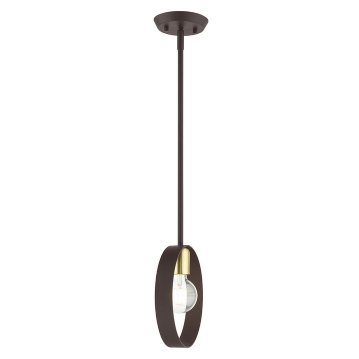 Livex Modesto 46411-07 Pendant Light - Bronze w/ Satin Brasss