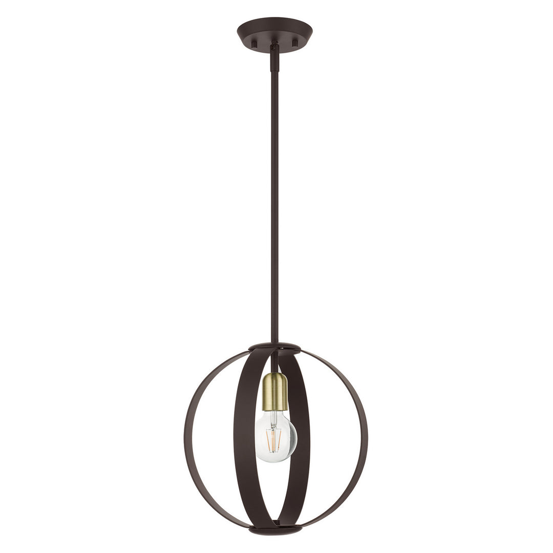 Livex Modesto 46413-07 Pendant Light - Bronze w/ Satin Brasss