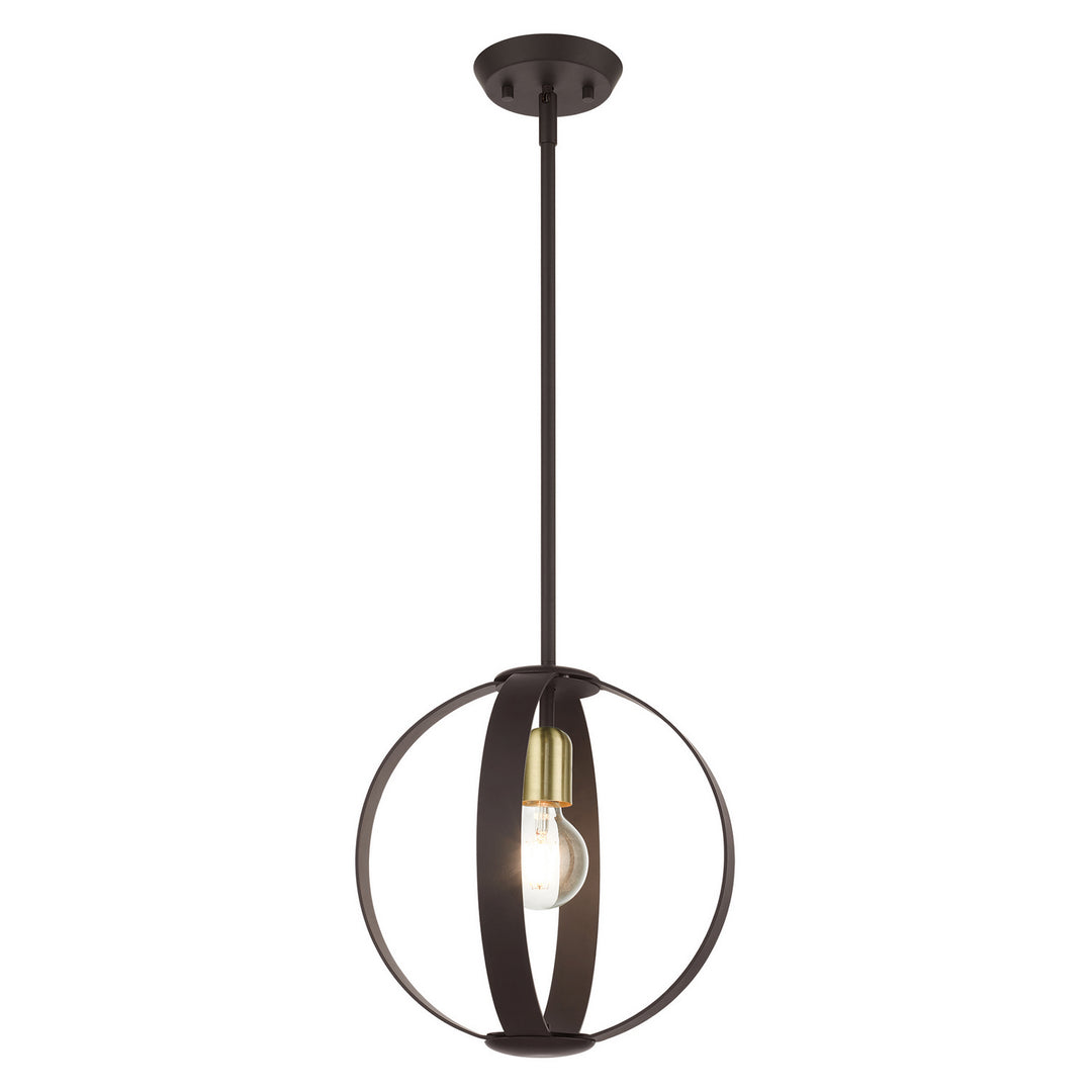Livex Modesto 46413-07 Pendant Light - Bronze w/ Satin Brasss