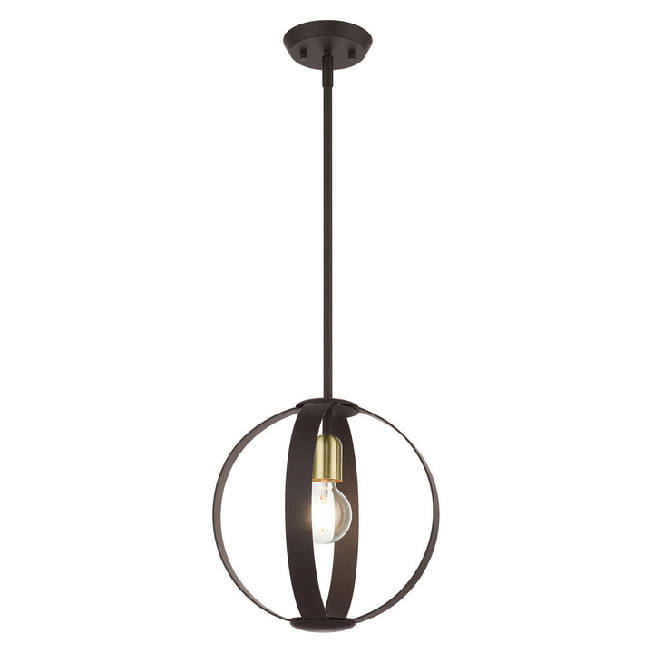 Livex Modesto 46413-07 Pendant Light - Bronze w/ Satin Brasss