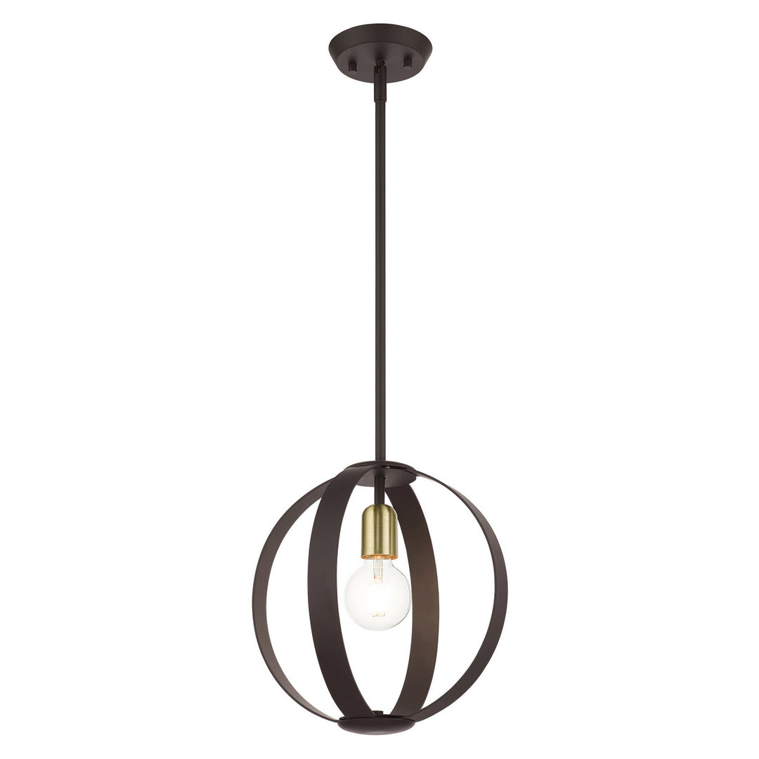 Livex Modesto 46413-07 Pendant Light - Bronze w/ Satin Brasss