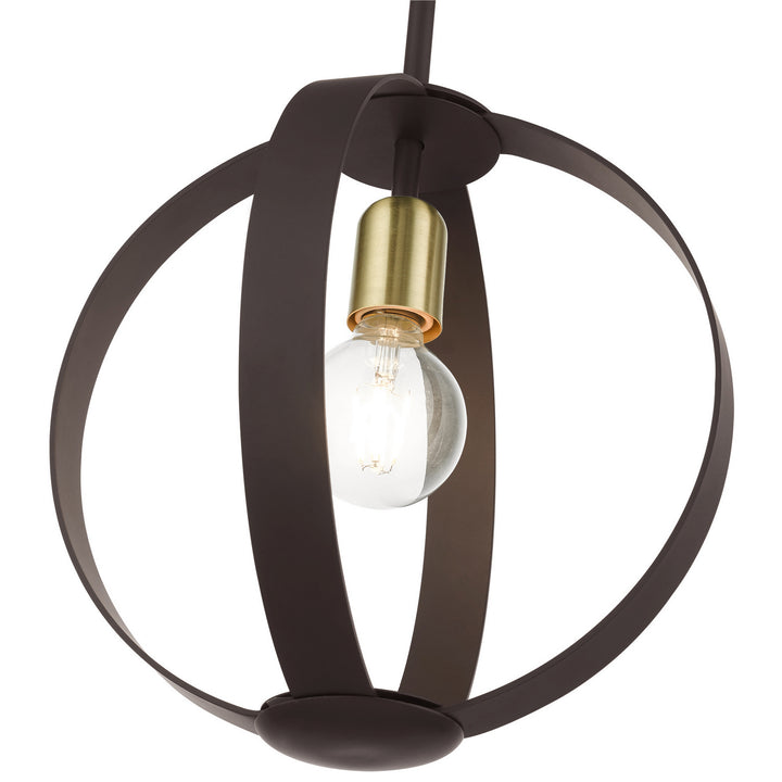 Livex Modesto 46413-07 Pendant Light - Bronze w/ Satin Brasss