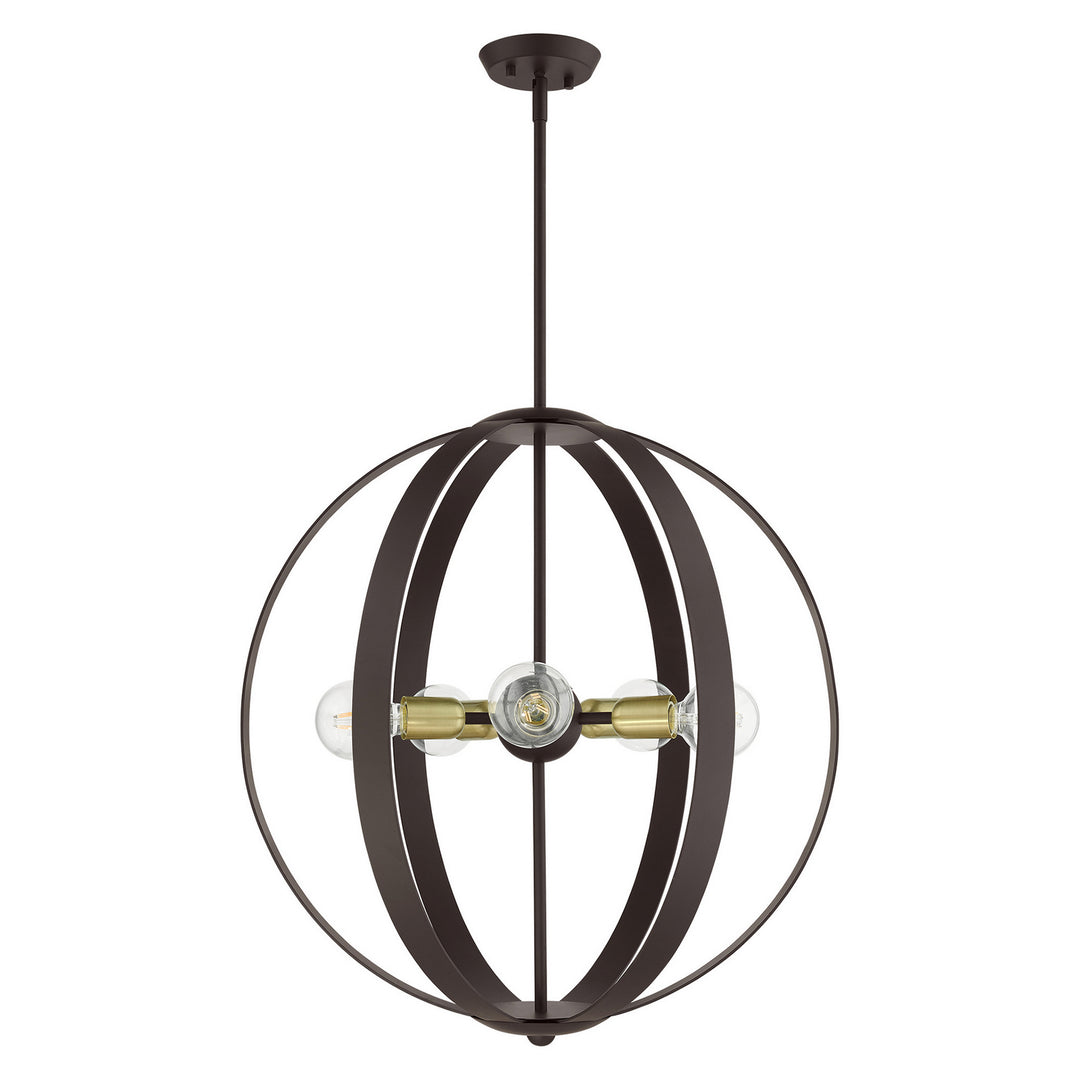 Livex Modesto 46416-07 Chandelier Light - Bronze w/ Satin Brasss