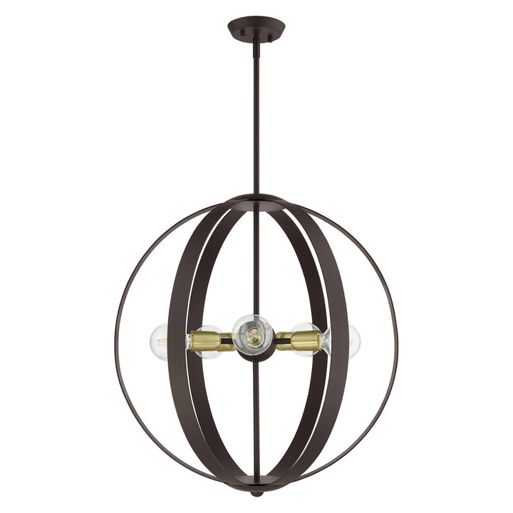 Livex Modesto 46416-07 Chandelier Light - Bronze w/ Satin Brasss