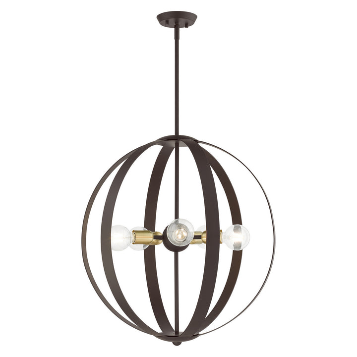 Livex Modesto 46416-07 Chandelier Light - Bronze w/ Satin Brasss
