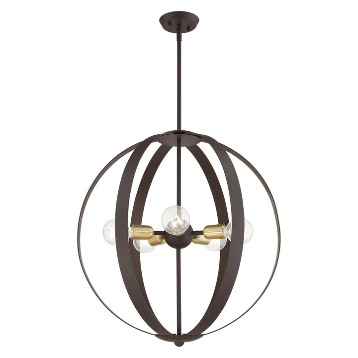 Livex Modesto 46416-07 Chandelier Light - Bronze w/ Satin Brasss