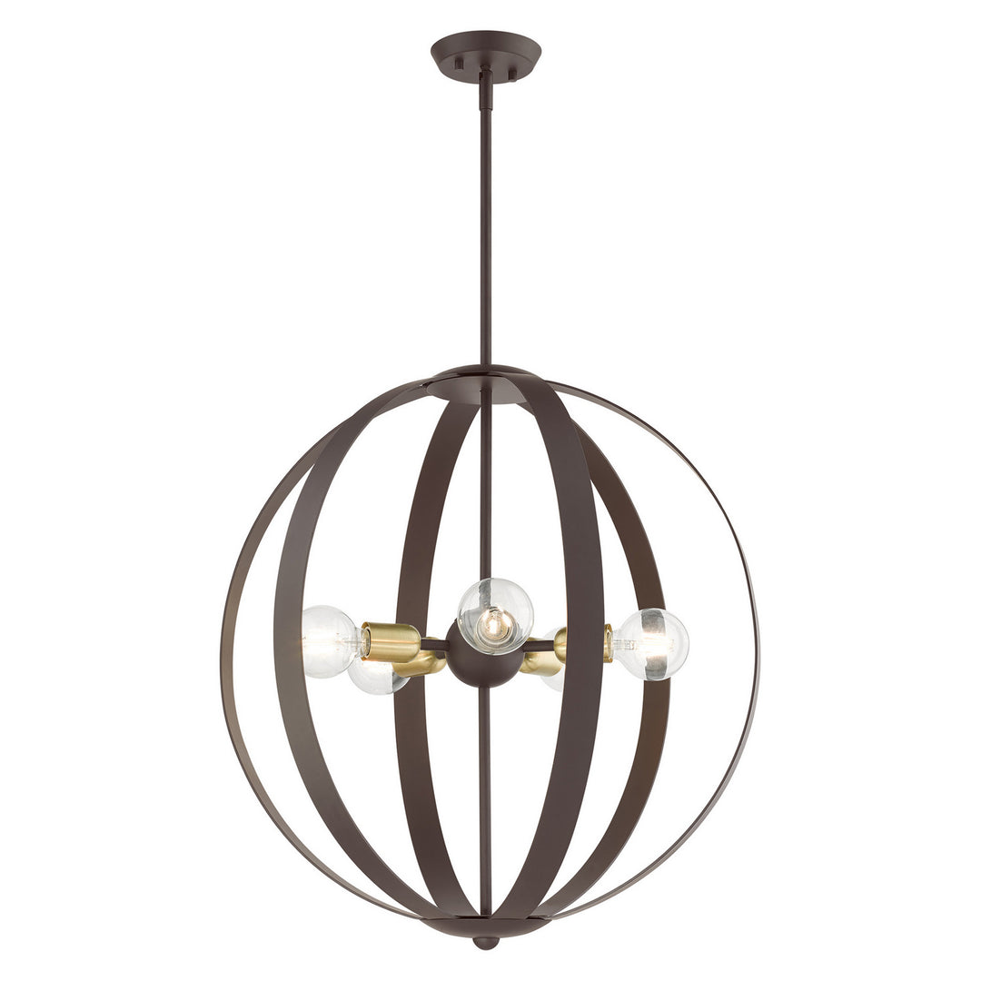 Livex Modesto 46416-07 Chandelier Light - Bronze w/ Satin Brasss