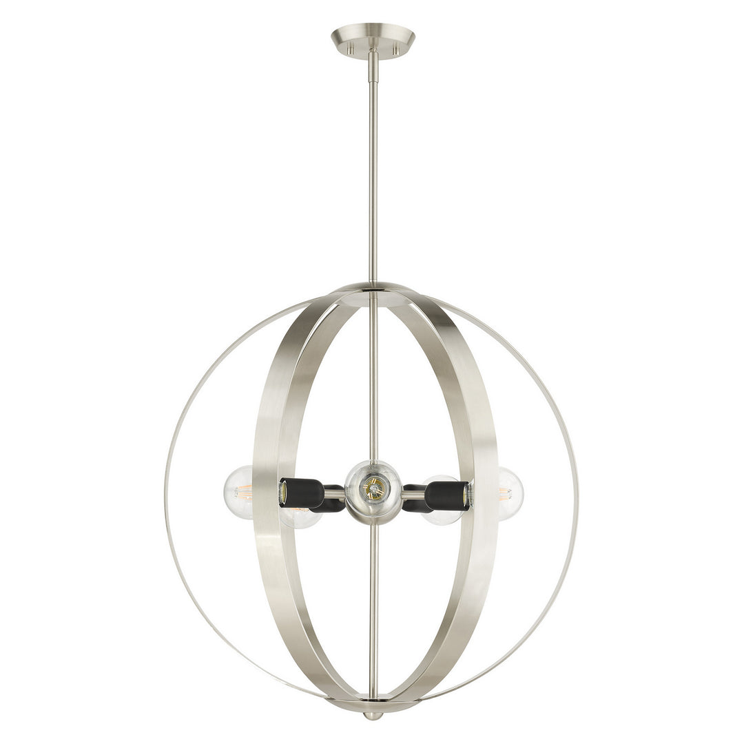 Livex Modesto 46416-91 Chandelier Light - Brushed Nickel w/ Blacks