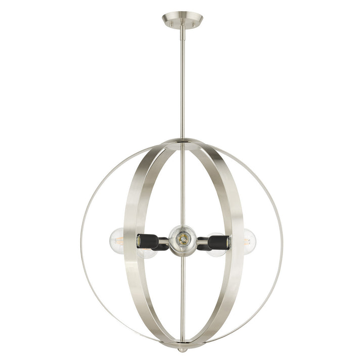 Livex Modesto 46416-91 Chandelier Light - Brushed Nickel w/ Blacks