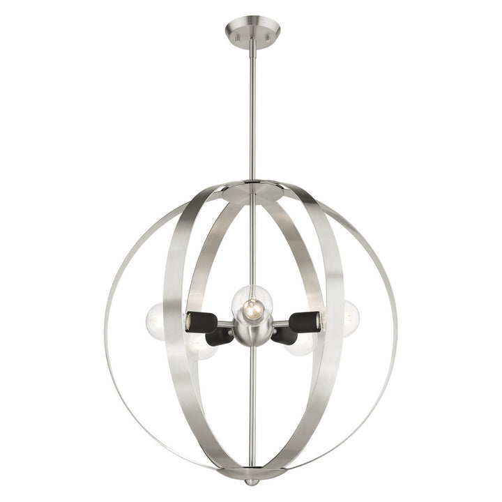 Livex Modesto 46416-91 Chandelier Light - Brushed Nickel w/ Blacks