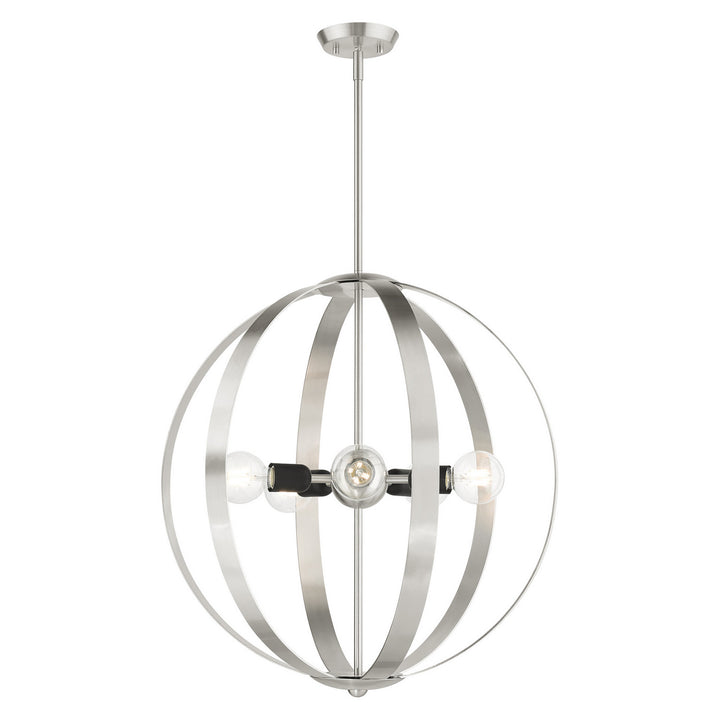 Livex Modesto 46416-91 Chandelier Light - Brushed Nickel w/ Blacks