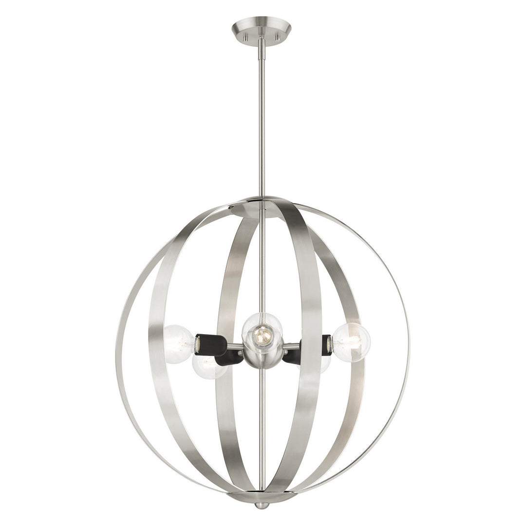 Livex Modesto 46416-91 Chandelier Light - Brushed Nickel w/ Blacks
