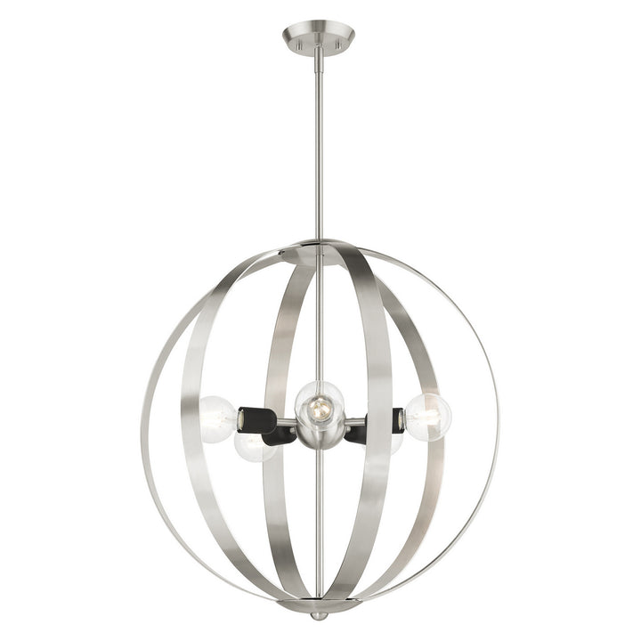 Livex Modesto 46416-91 Chandelier Light - Brushed Nickel w/ Blacks