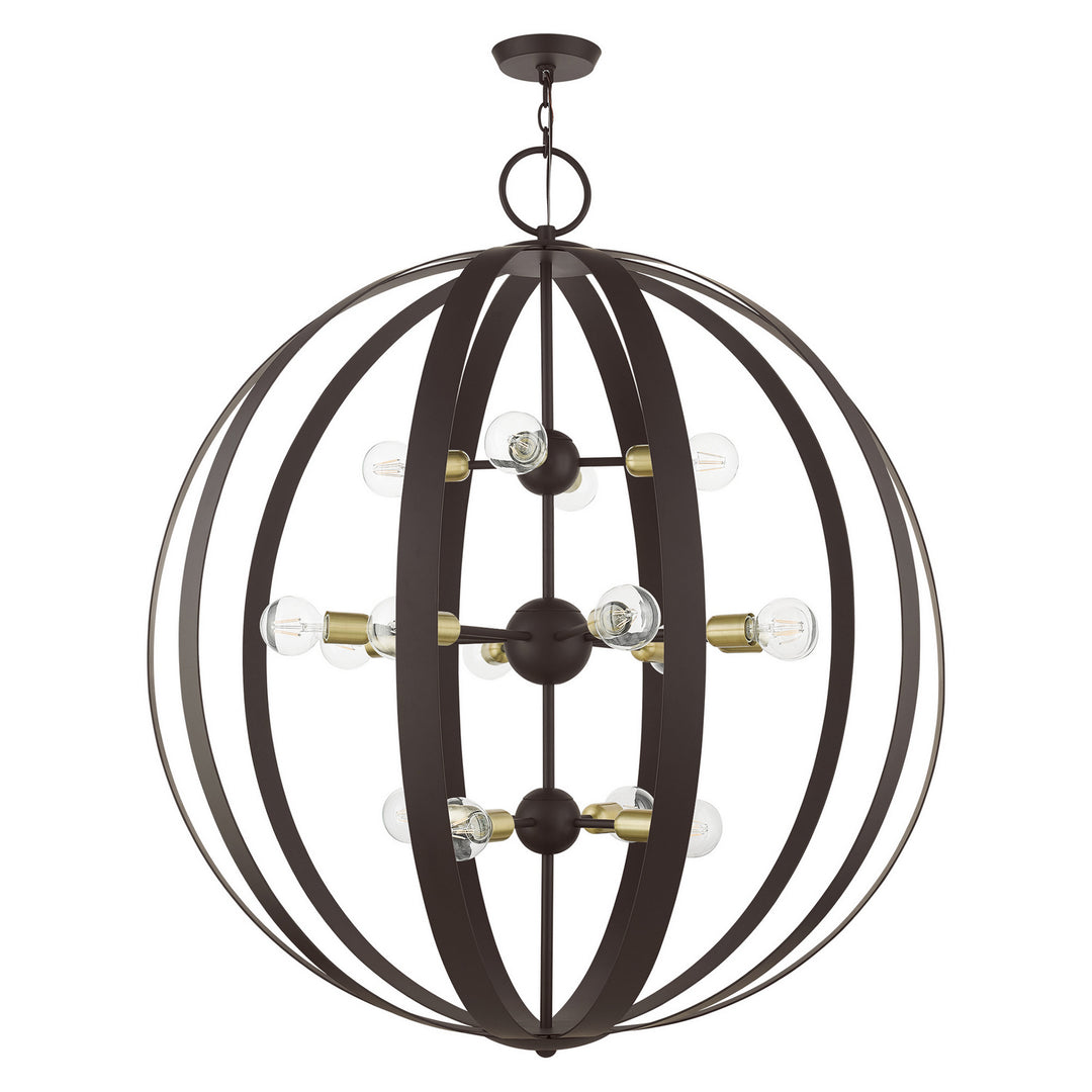 Livex Modesto 46418-07 Chandelier Light - Bronze w/ Satin Brasss