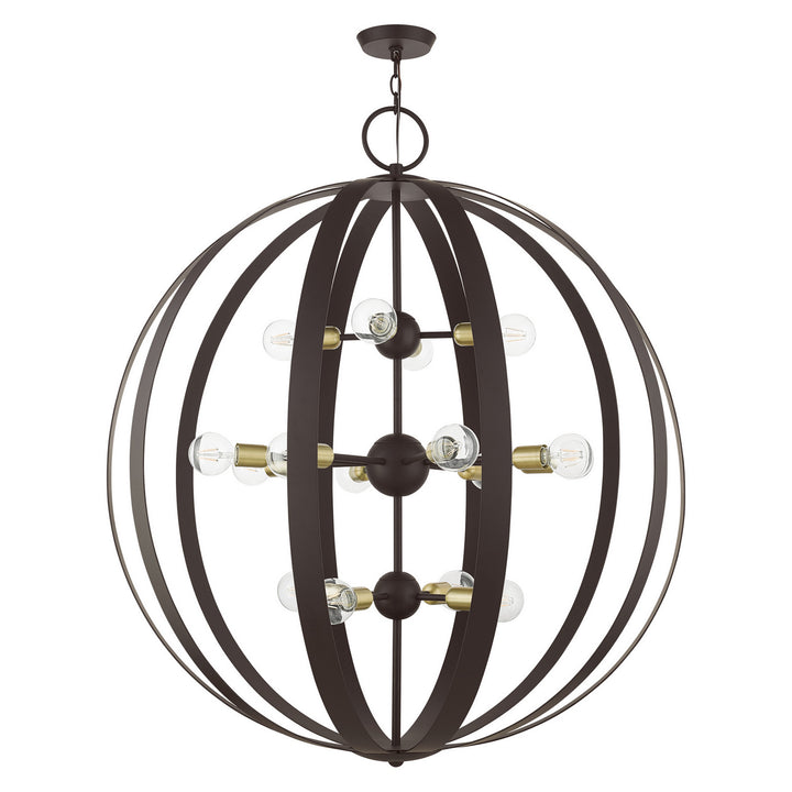Livex Modesto 46418-07 Chandelier Light - Bronze w/ Satin Brasss