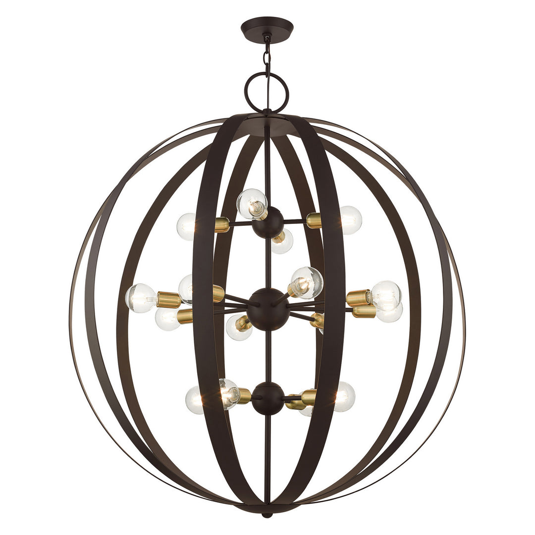 Livex Modesto 46418-07 Chandelier Light - Bronze w/ Satin Brasss