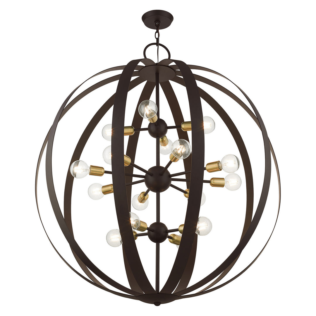 Livex Modesto 46418-07 Chandelier Light - Bronze w/ Satin Brasss