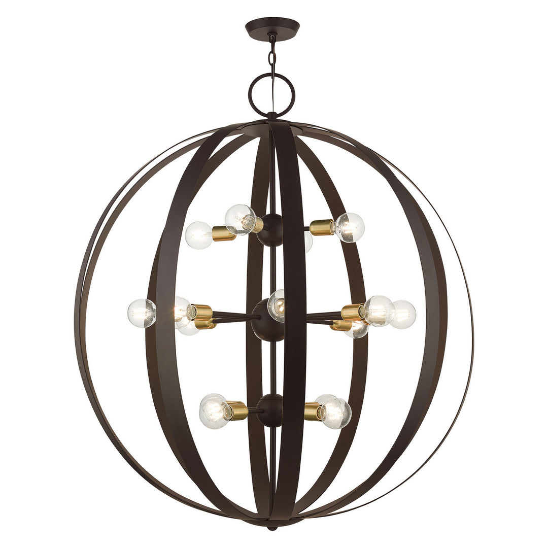 Livex Modesto 46418-07 Chandelier Light - Bronze w/ Satin Brasss