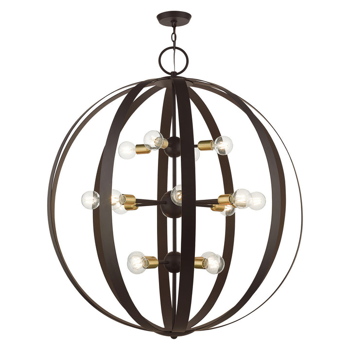 Livex Modesto 46418-07 Chandelier Light - Bronze w/ Satin Brasss