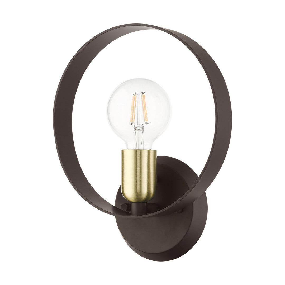 Livex Modesto 46421-07 Wall Sconce Light - Bronze w/ Satin Brasss
